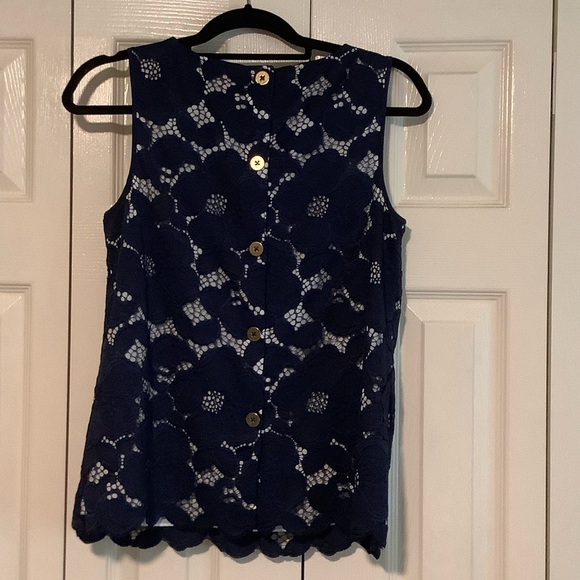 Lilly Pulitzer “Iona” Navy Top SZ S - Picture 6 of 11